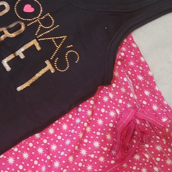 NWT Victoria's Secret Tank Pajama Set Pink Black White Gold Sparkle - Picture 9 of 11